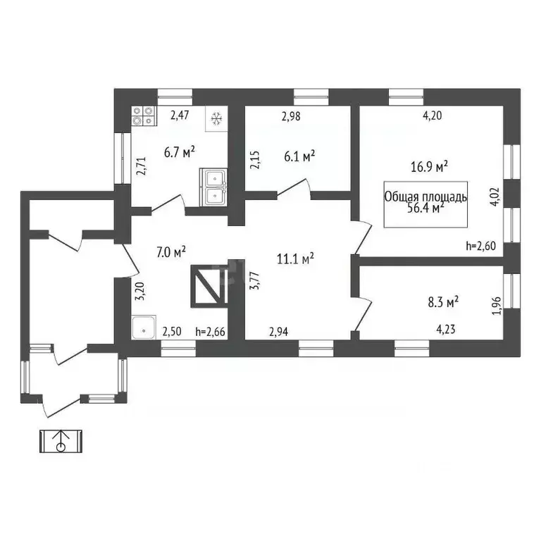 Дом в Новосибирская область, Новосибирск Кузбасская ул., 76 (56 м) - Фото 1