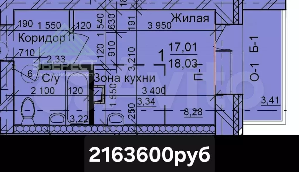 Квартира-студия, 22,6 м, 3/7 эт. - Фото 0