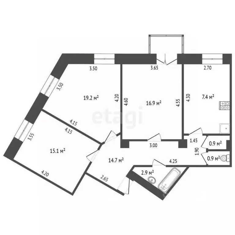 3-к кв. Орловская область, Орел Комсомольская ул., 64/2 (82.2 м) - Фото 2