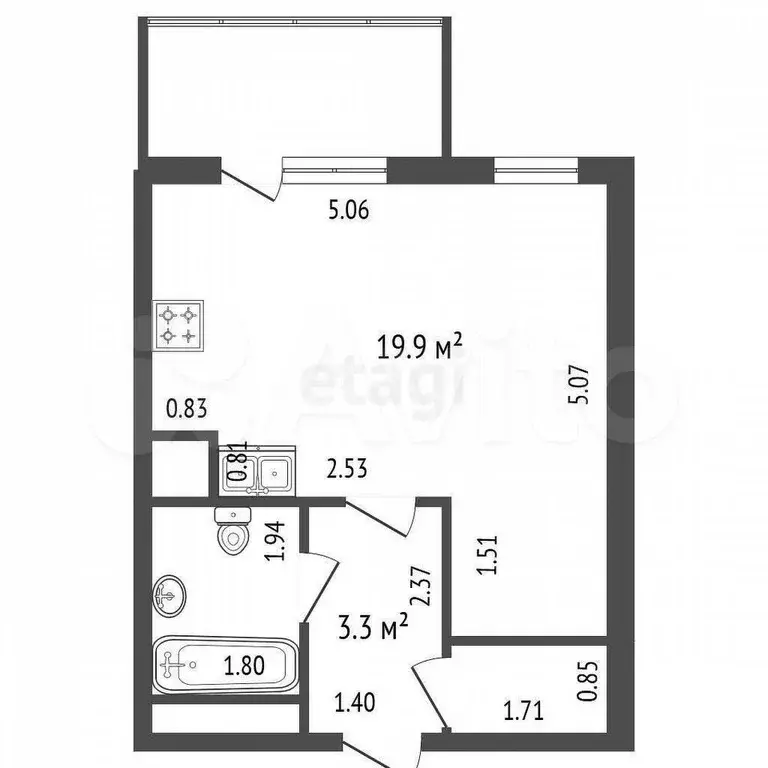 Квартира-студия, 28,2 м, 18/29 эт. - Фото 0