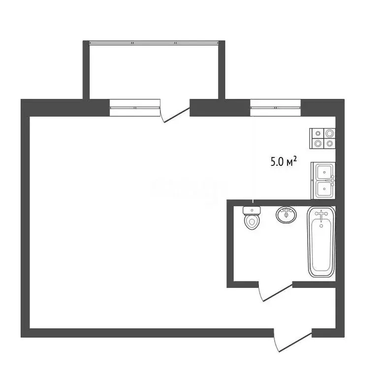 Квартира-студия: Тобольск, микрорайон Менделеево, 14 (26 м) - Фото 1