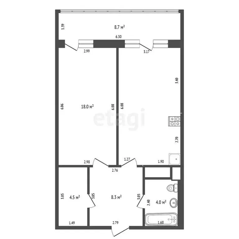 1-комнатная квартира: Туапсе, улица Портовиков, 39/2 (63.1 м) - Фото 0