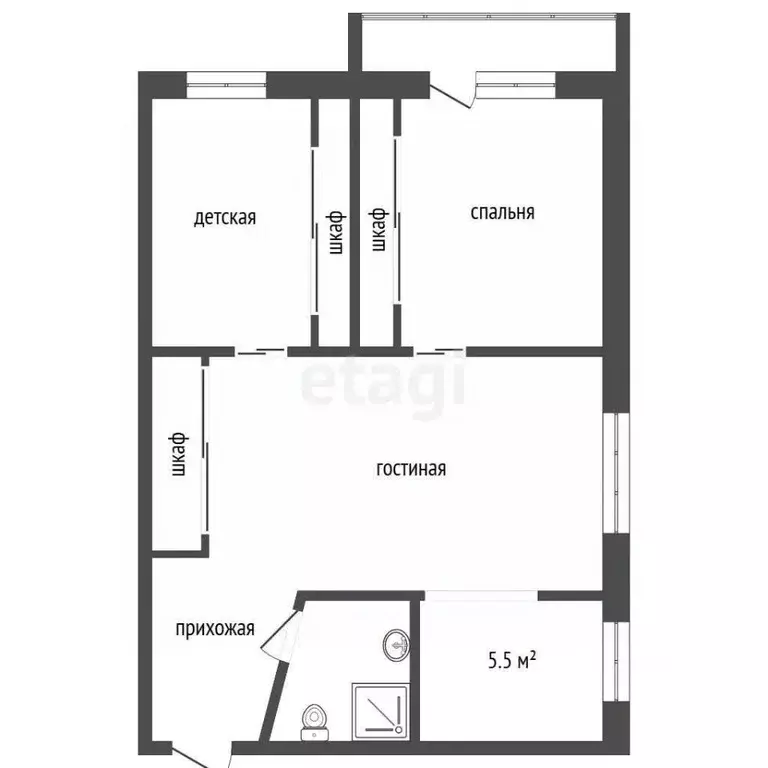 3-к кв. Севастополь ул. Гоголя, 45 (43.2 м) - Фото 2