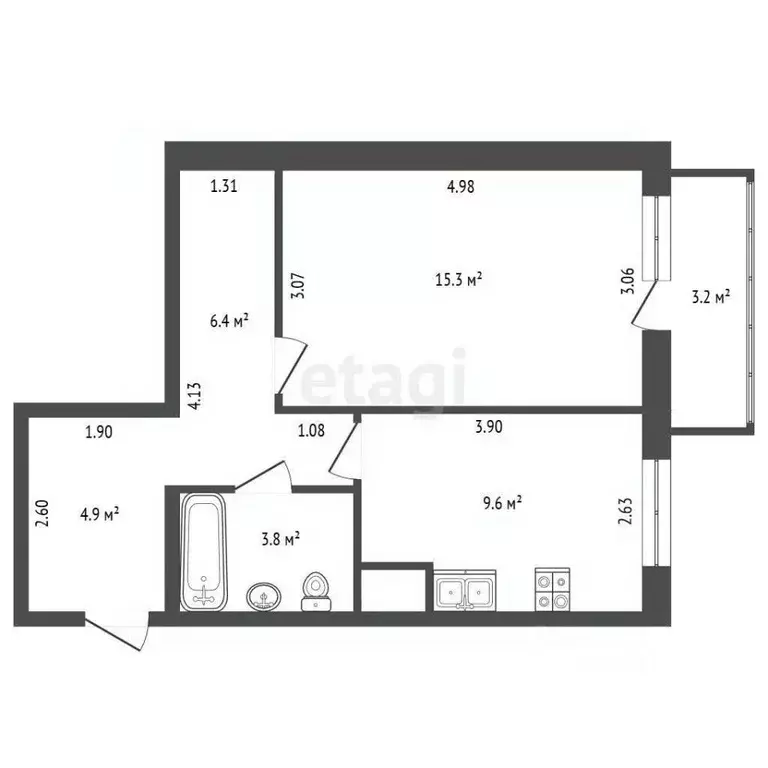 1-к кв. Санкт-Петербург просп. Юрия Гагарина, 14к6 (40.0 м) - Фото 2