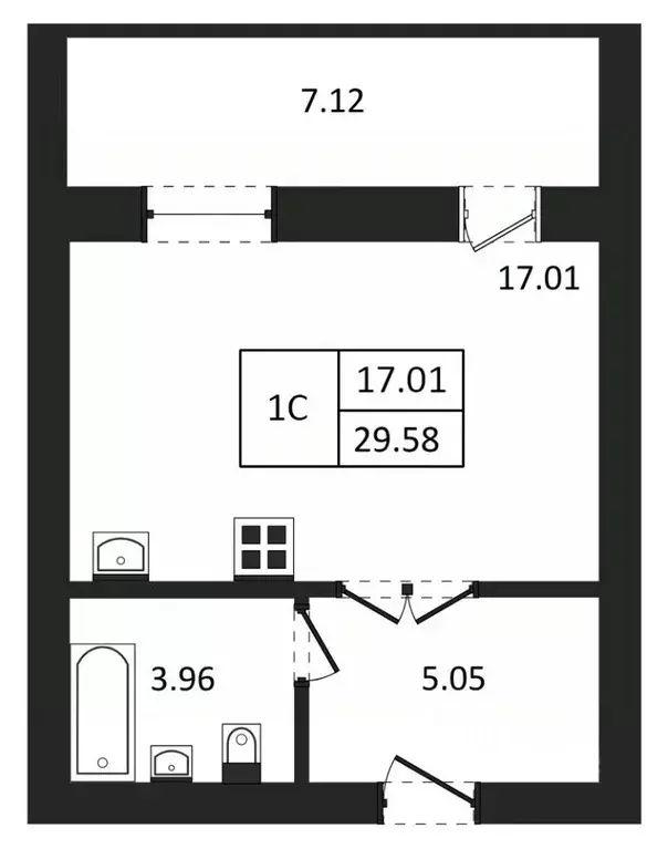 Студия Новосибирская область, Новосибирск ул. Юности, 9 (29.58 м) - Фото 1