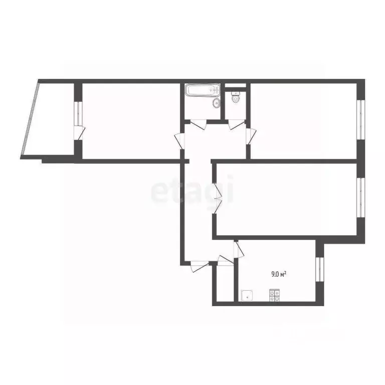 3-к кв. Тюменская область, Тюмень проезд Стахановцев, 1 (66.0 м) - Фото 2