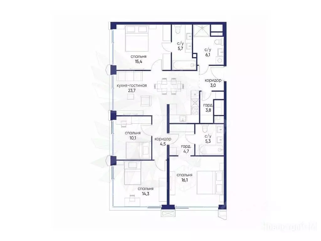 3-к кв. Москва ул. Нижние Мневники, 7 (112.4 м) - Фото 1