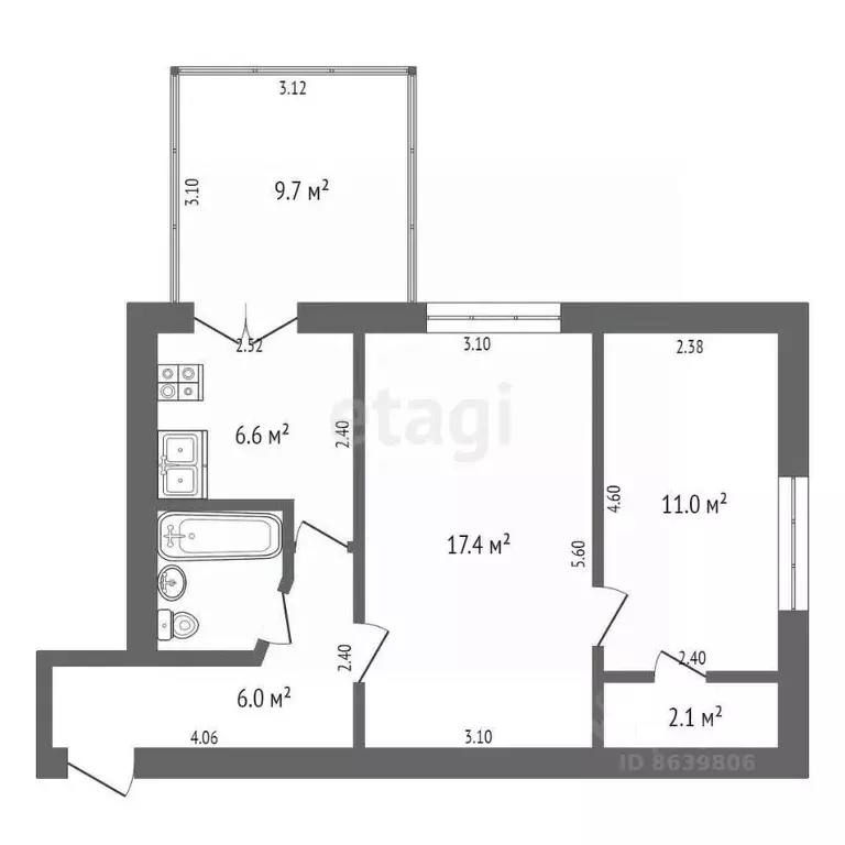 2-к кв. Крым, Саки ул. Строительная (55.4 м) - Фото 1