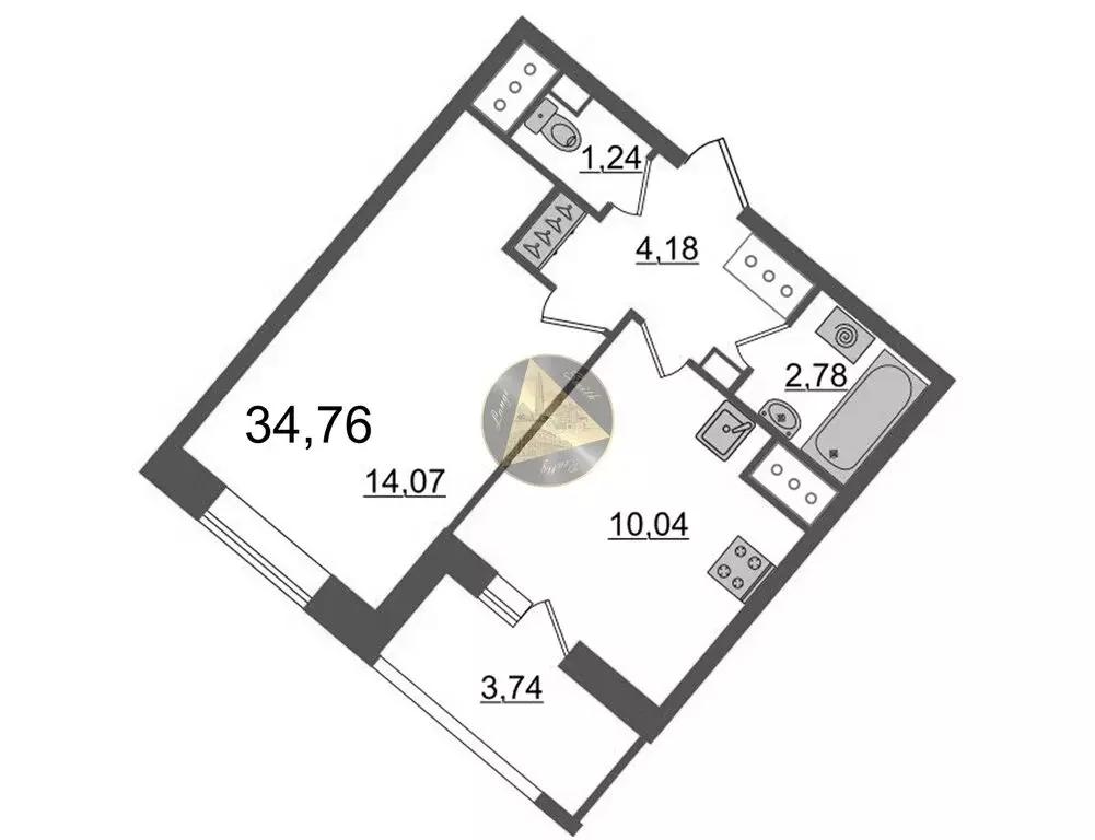 1-комнатная квартира: Санкт-Петербург, Ультрамариновая улица, 5 (34.76 ... - Фото 1