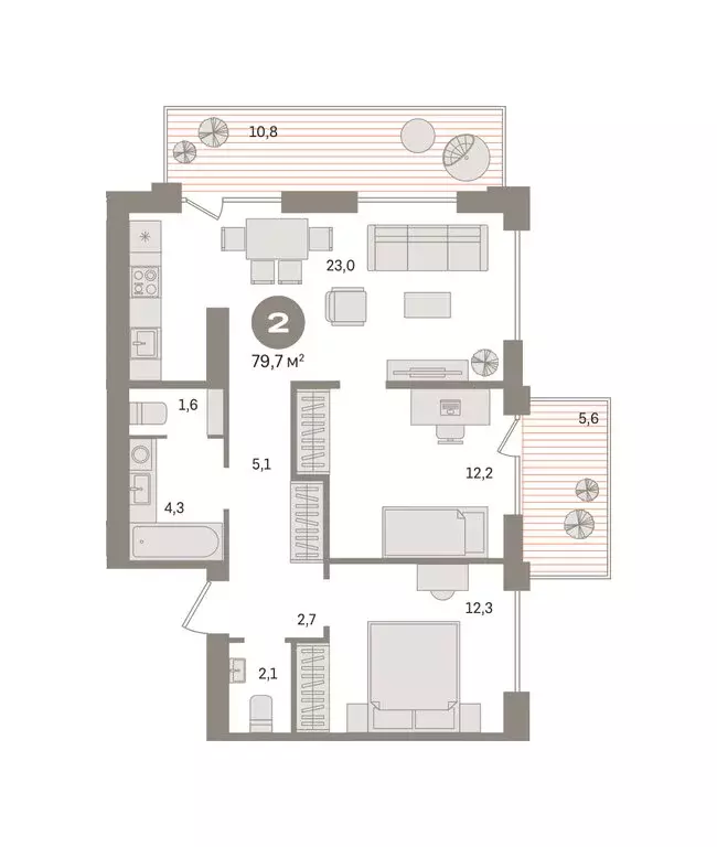 2-комнатная квартира: Новосибирский район, рабочий посёлок Краснообск, ... - Фото 2