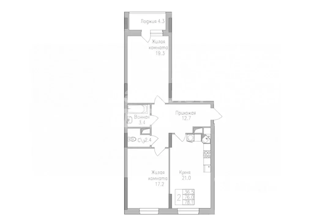 2-к кв. Липецкая область, Липецк Ленина-Соборная пл. (78.1 м) - Фото 2