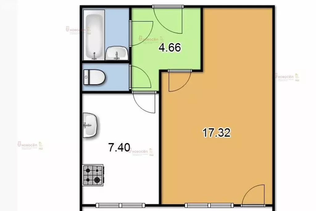 1-комнатная квартира: Берёзовский, улица Старателей, 8 (34 м) - Фото 0