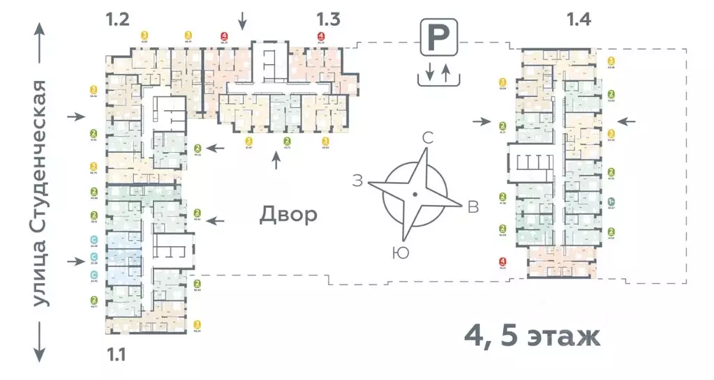 3-к кв. Свердловская область, Екатеринбург ул. Студенческая, 1Д (58.56 ... - Фото 1