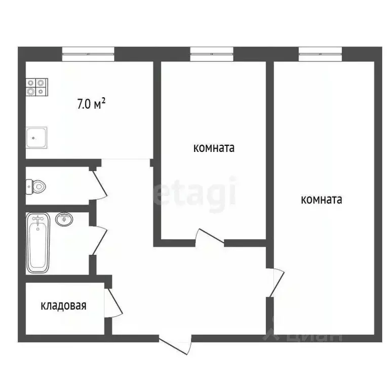 2-к кв. Ярославская область, Рыбинск ул. Луначарского, 29 (44.82 м) - Фото 1