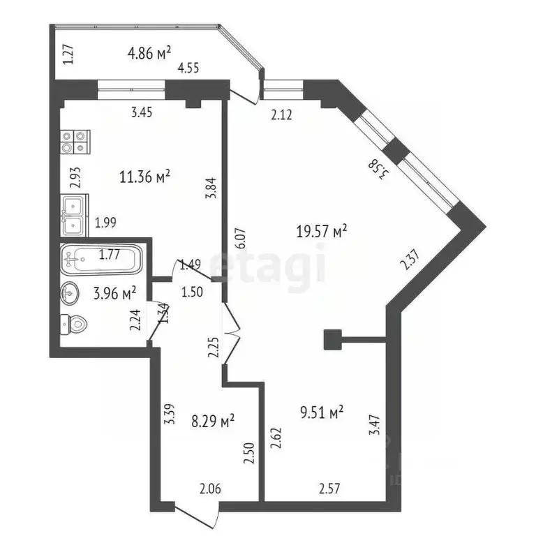 2-к кв. Саха (Якутия), Якутск ул. Халтурина, 22/2 (52.7 м) - Фото 2