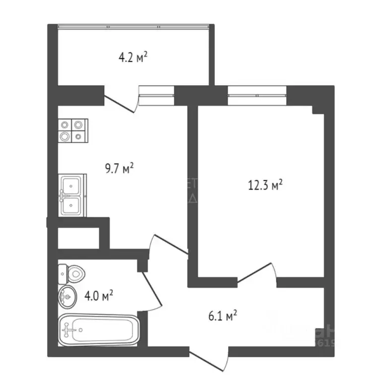 1-к кв. Тюменская область, Тюмень ул. Парада Победы, 9 (33.0 м) - Фото 2