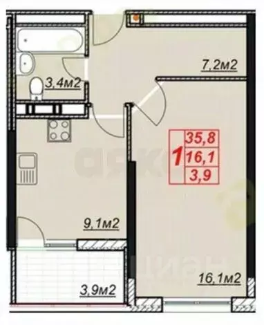 1-к кв. Краснодарский край, Анапа Крестьянская ул., 27к4 (40.0 м) - Фото 1