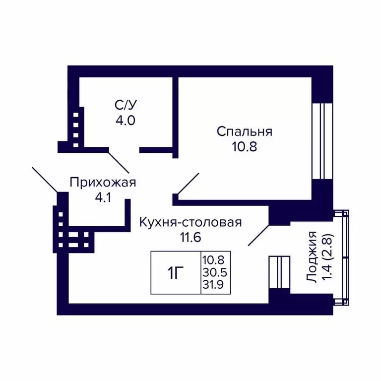 1-комнатная квартира: Новосибирск, жилой комплекс Сподвижники (31.9 м) - Фото 0