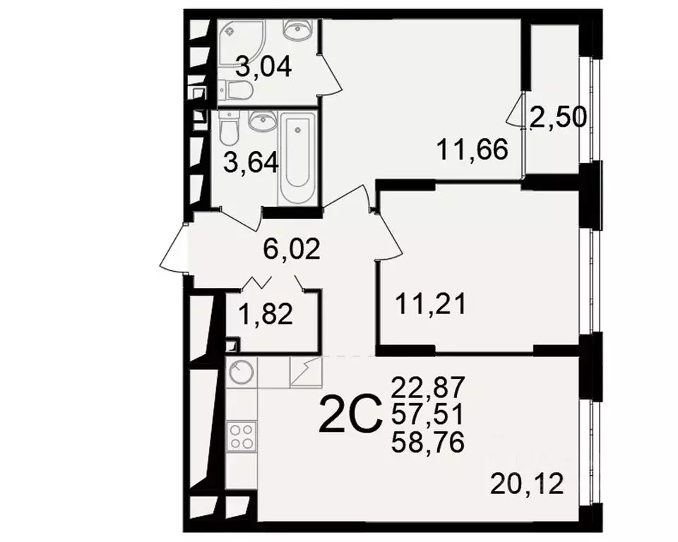 2-к кв. Рязанская область, Рязань ул. Чкалова (57.51 м) - Фото 1