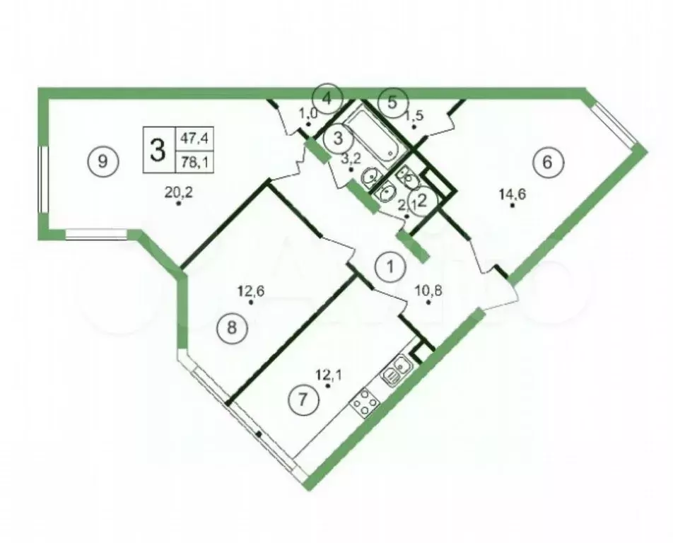 3-к кв. Крым, Симферопольский район, с. Мирное ул. Крымской Весны, ... - Фото 2