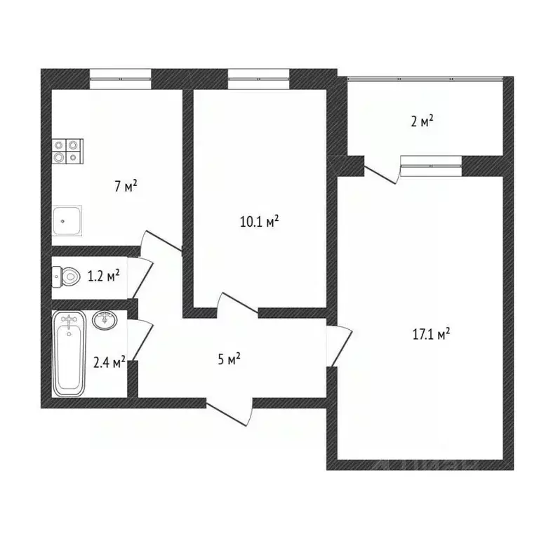 2-к кв. Нижегородская область, Нижний Новгород Трудовая ул., 25 (45.0 ... - Фото 1