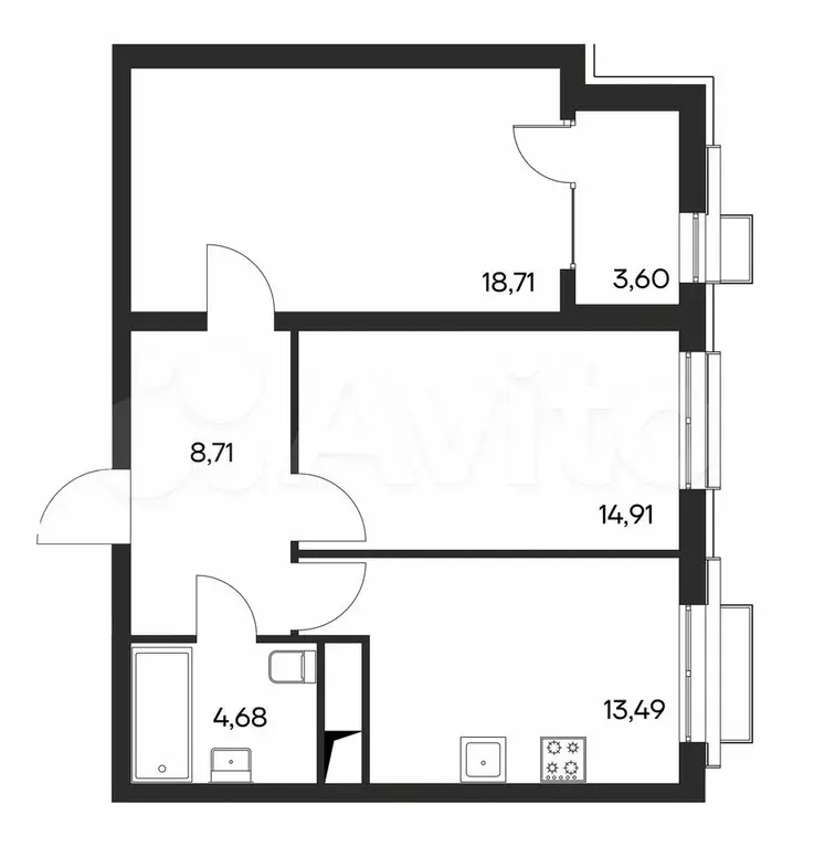 2-к. квартира, 64,1 м, 1/4 эт. - Фото 1