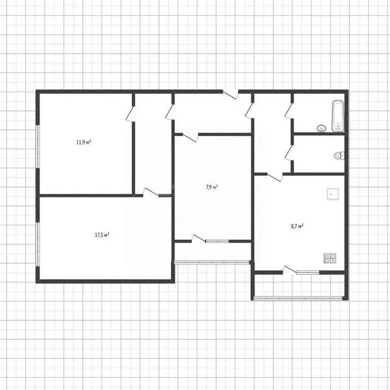 3-к кв. Белгородская область, Белгород ул. Есенина, 44а (63.1 м) - Фото 2