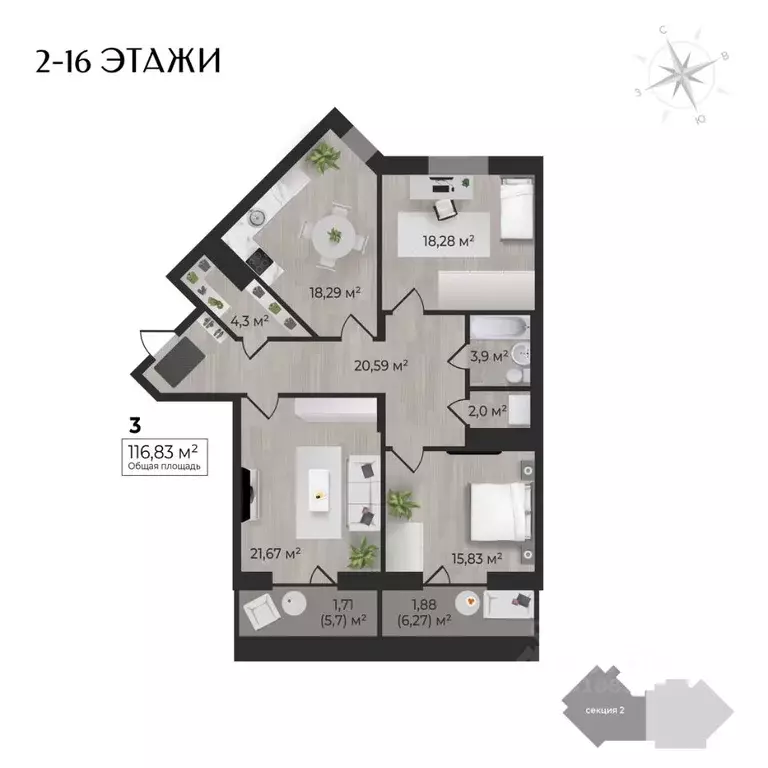 3-к кв. Удмуртия, Ижевск Камбарская ул., 3 (116.83 м) - Фото 0