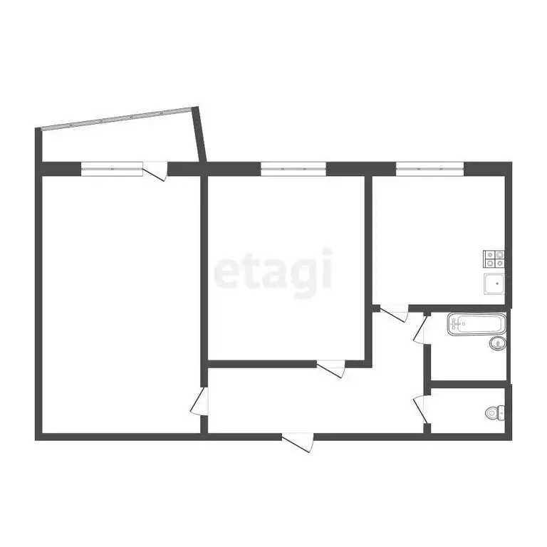 2-комнатная квартира: Бийск, улица Петра Мерлина, 19 (53.5 м) - Фото 1