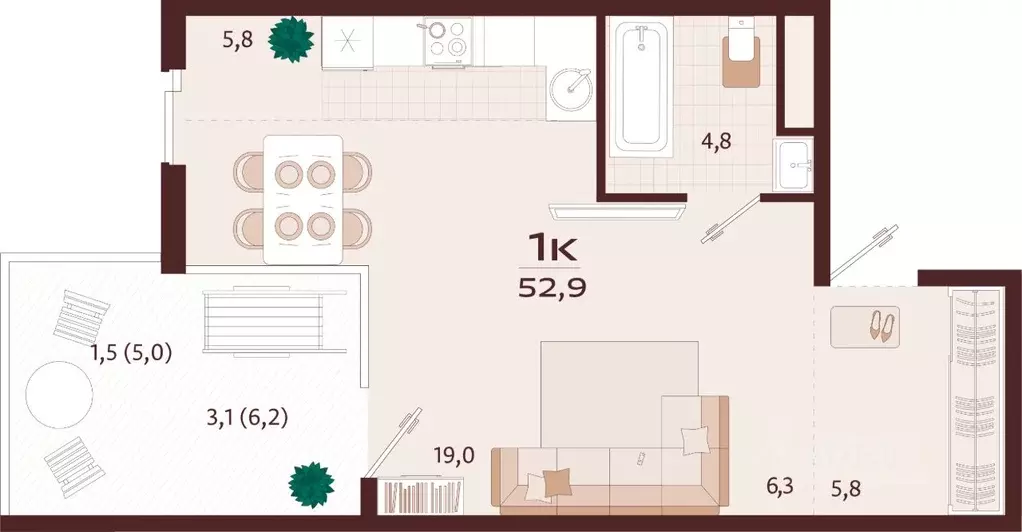1-к кв. Крым, Ялта ул. Спендиарова, 5 (52.9 м) - Фото 1
