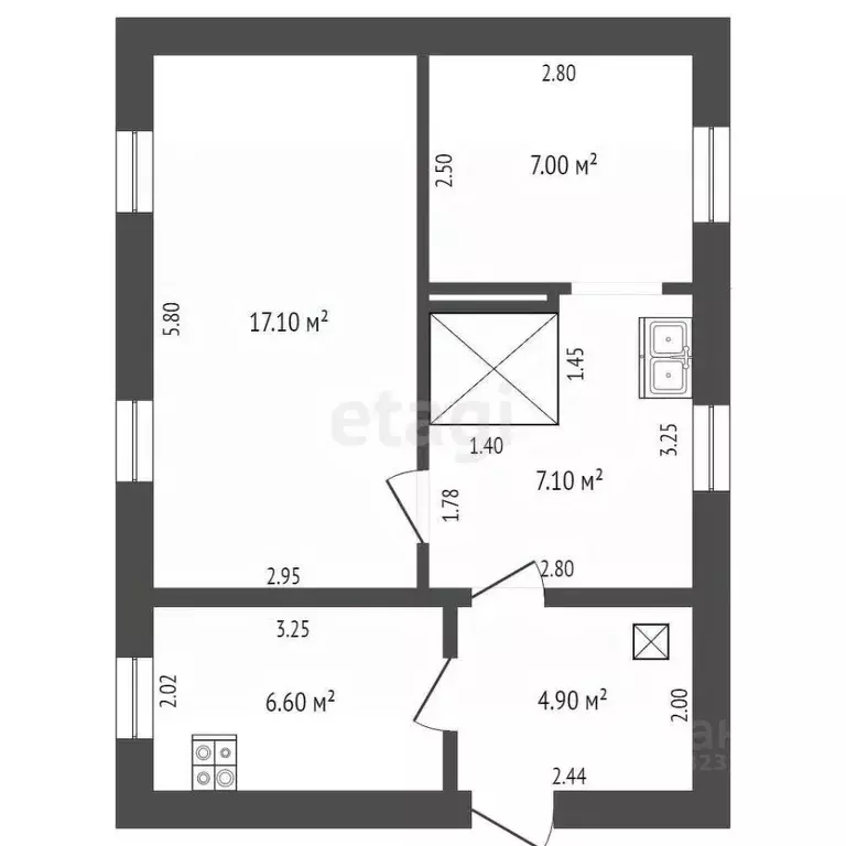 2-к кв. Нижегородская область, Выкса ул. Комарова, 15 (42.7 м) - Фото 1