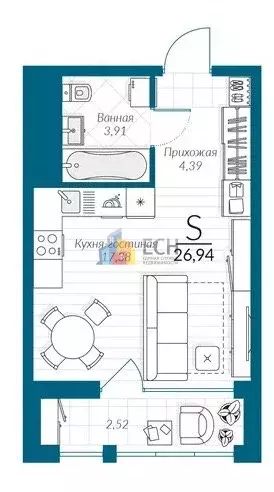 Квартира-студия: Тула, микрорайон Петровский квартал, улица Маршала ... - Фото 0