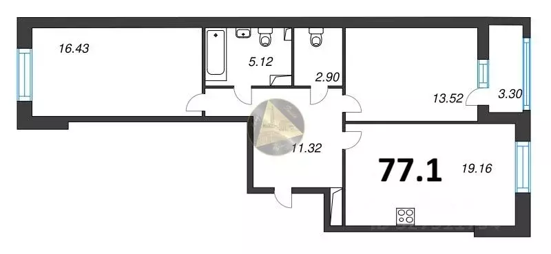 2-к кв. Санкт-Петербург ул. Среднерогатская, 11к2 (77.1 м) - Фото 2