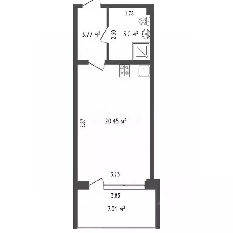 Студия Севастополь ул. Парковая, 7 (34.7 м) - Фото 2