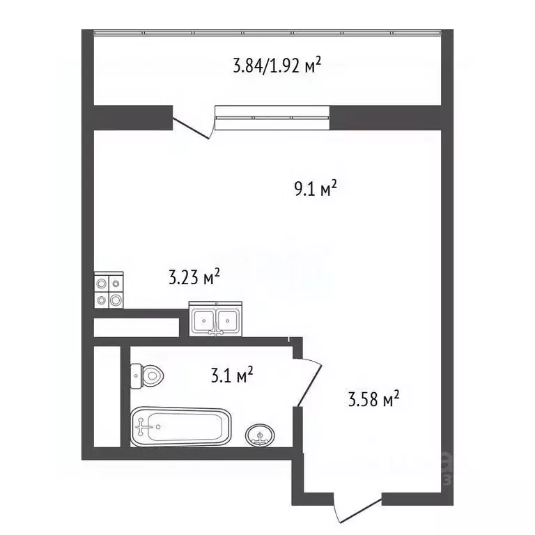 Студия Свердловская область, Екатеринбург ул. Крауля, 107 (19.4 м) - Фото 2