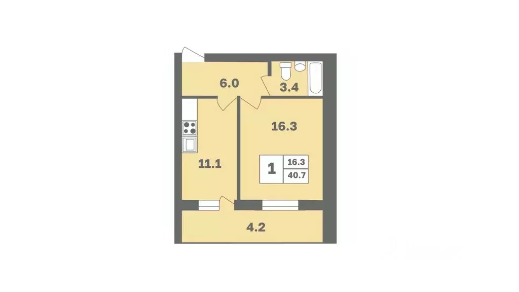 1-к кв. Башкортостан, Уфа Дагестанская ул., лит12 (40.7 м) - Фото 1