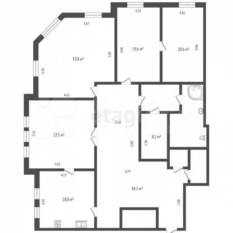 4-к. квартира, 197,8 м, 4/9 эт. - Фото 1