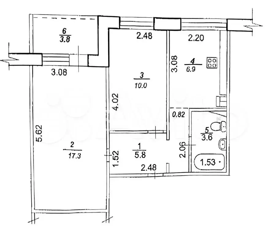 2-к. квартира, 45,5 м, 8/9 эт. - Фото 0