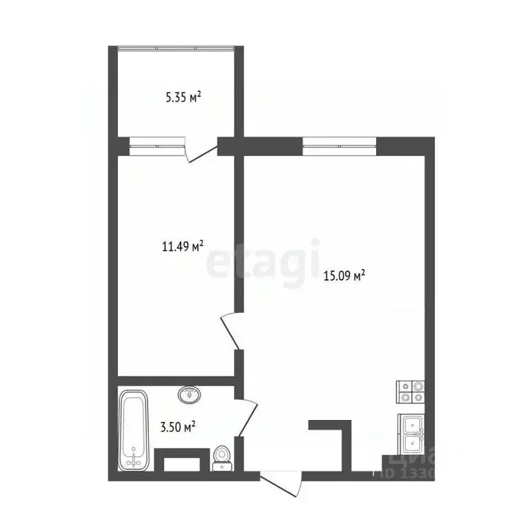 1-к кв. Ханты-Мансийский АО, Сургут ул. Ивана Захарова, 19 (30.8 м) - Фото 1