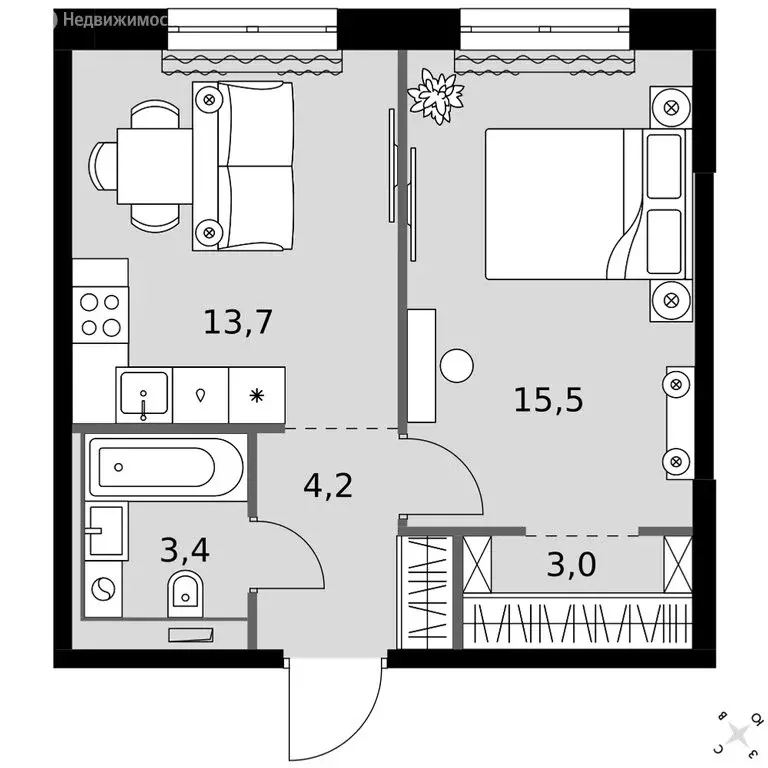 1-комнатная квартира: Казань, Даурская улица, 2А (39.8 м) - Фото 2