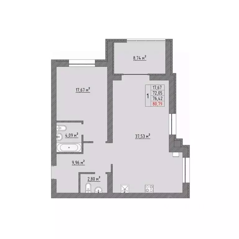 1-к кв. Ивановская область, Иваново Кооперативная ул., 3 (80.79 м) - Фото 1