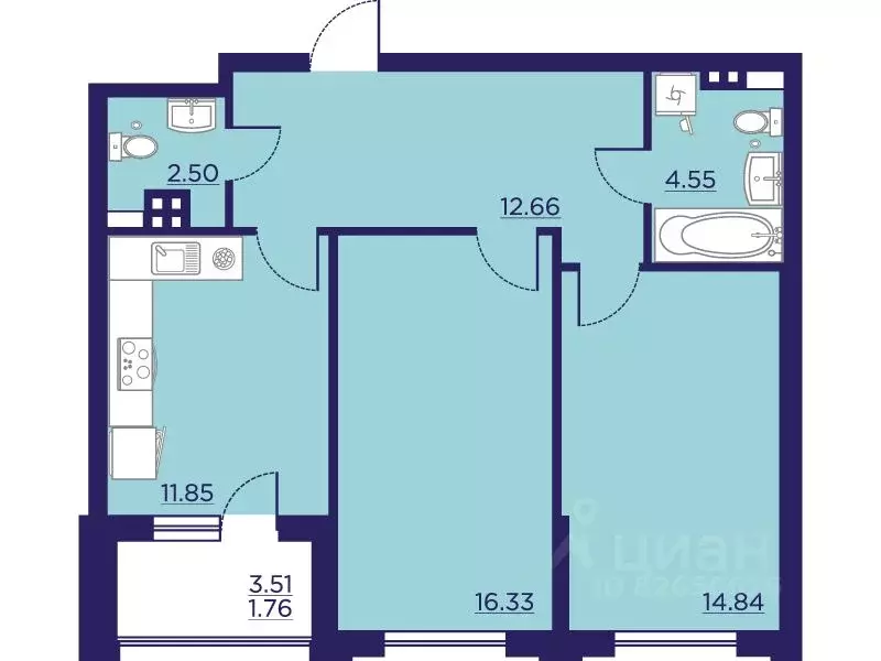 2-к кв. Воронежская область, Воронеж Учхоз кв-л, Городские сады жилой ... - Фото 0