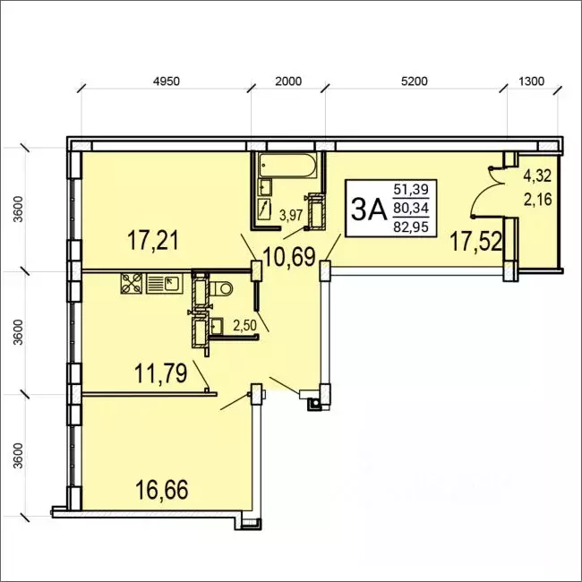 3-к кв. Воронежская область, Воронеж ул. Артамонова, 34Ж (82.95 м) - Фото 0