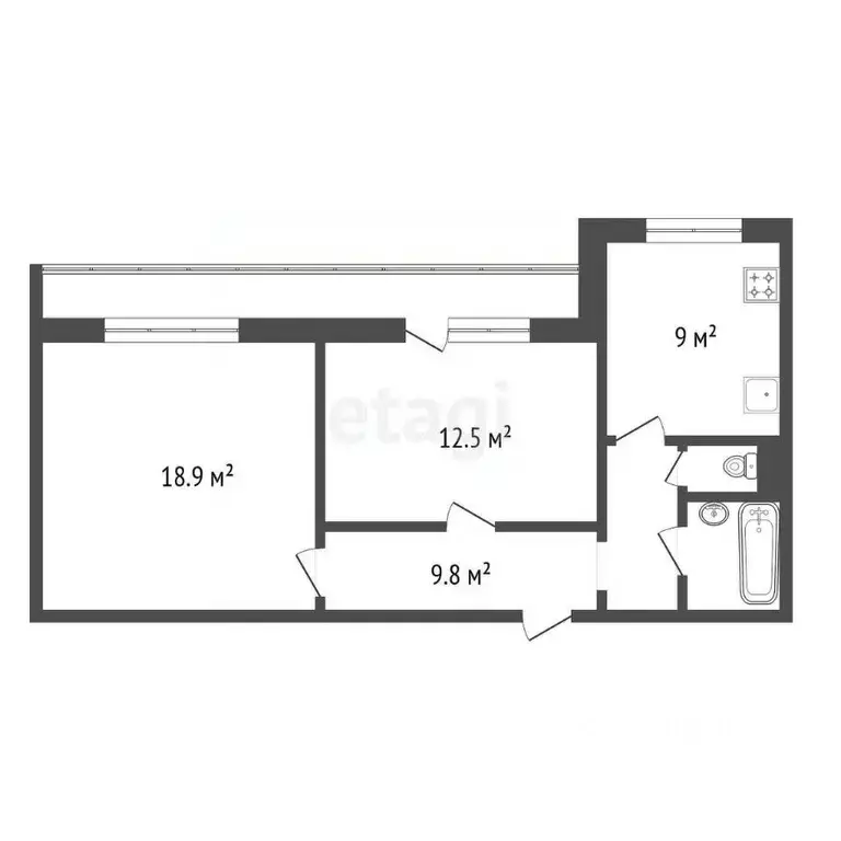 2-к кв. Красноярский край, Красноярск 9 Мая ул., 12 (54.0 м) - Фото 2