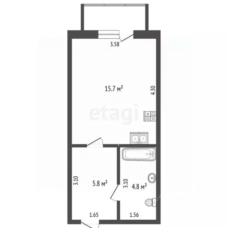 1-к кв. Саха (Якутия), Якутск ул. Юрия Шафера, 6 (26.3 м) - Фото 1