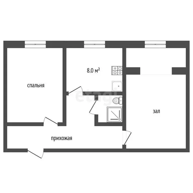 2-комнатная квартира: Тырныауз, улица Энеева, 19 (46.6 м) - Фото 0