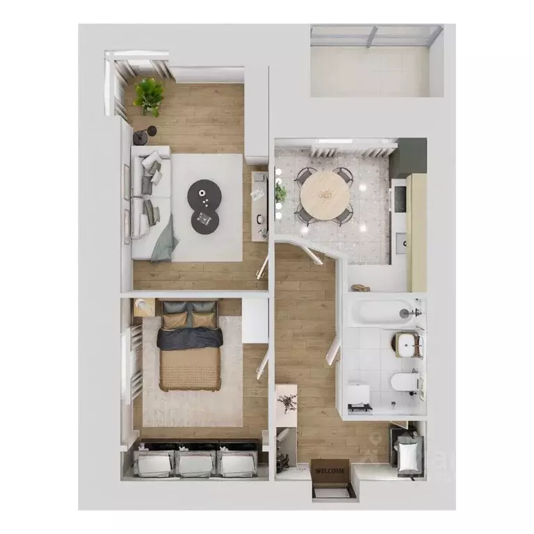 2-к кв. Амурская область, Благовещенск 320-й кв-л,  (53.1 м) - Фото 1