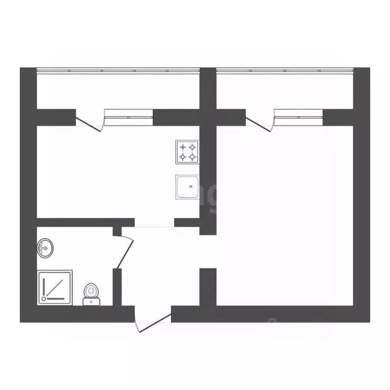 1-к кв. Амурская область, Благовещенск Амурская ул., 55/2 (33.8 м) - Фото 1
