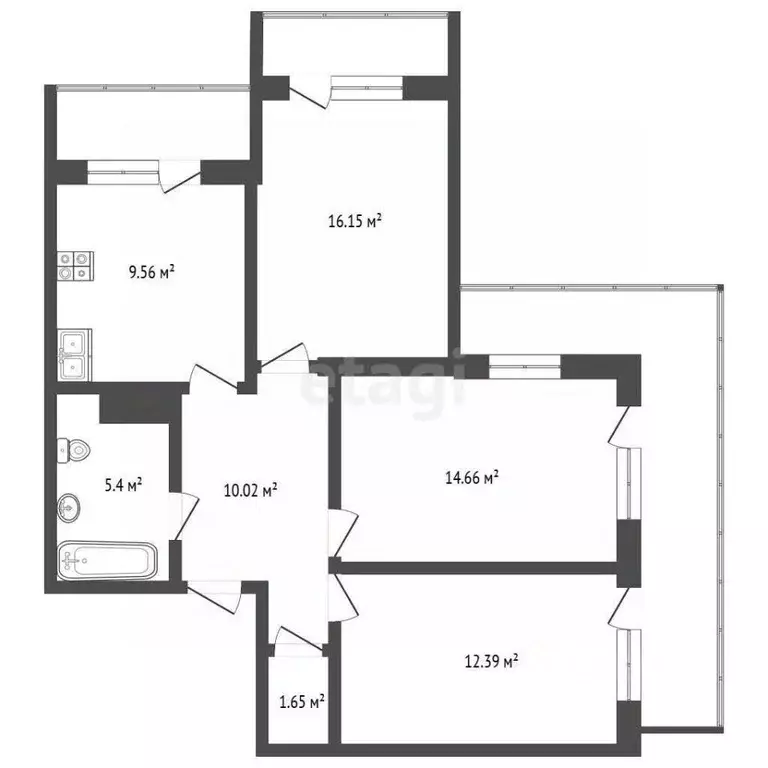 3-к кв. Самарская область, Самара Ташкентская ул., 173А (84.0 м) - Фото 2