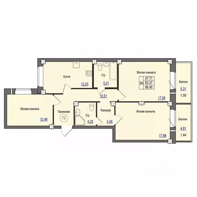 3-к кв. Псковская область, Псковский район, Завеличенская волость, д. ... - Фото 1